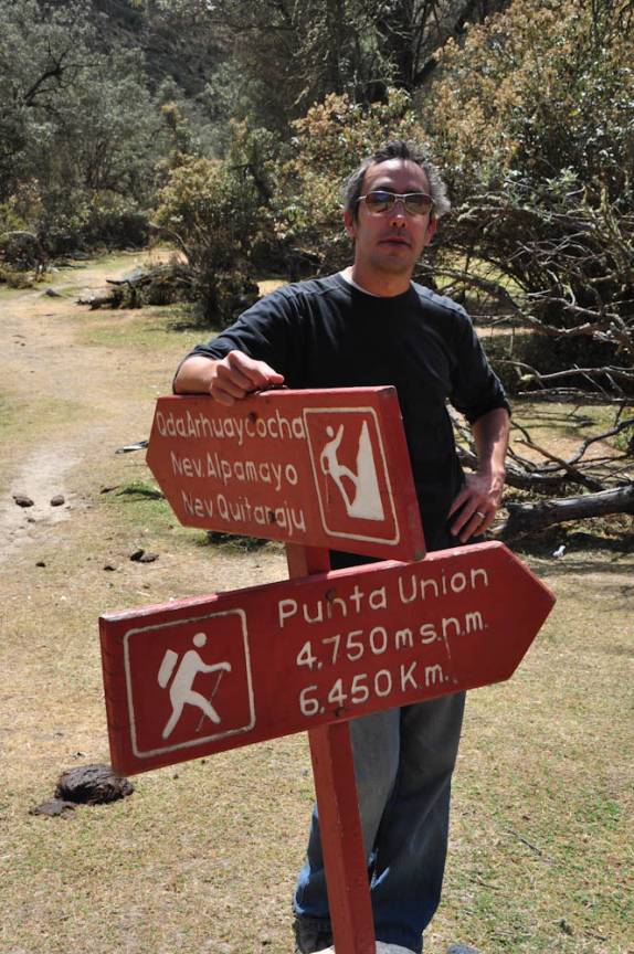 Ponto de bifurcação no trekking Santa Cruz, na Cordillera Blanca, região de Huaraz, no Peru